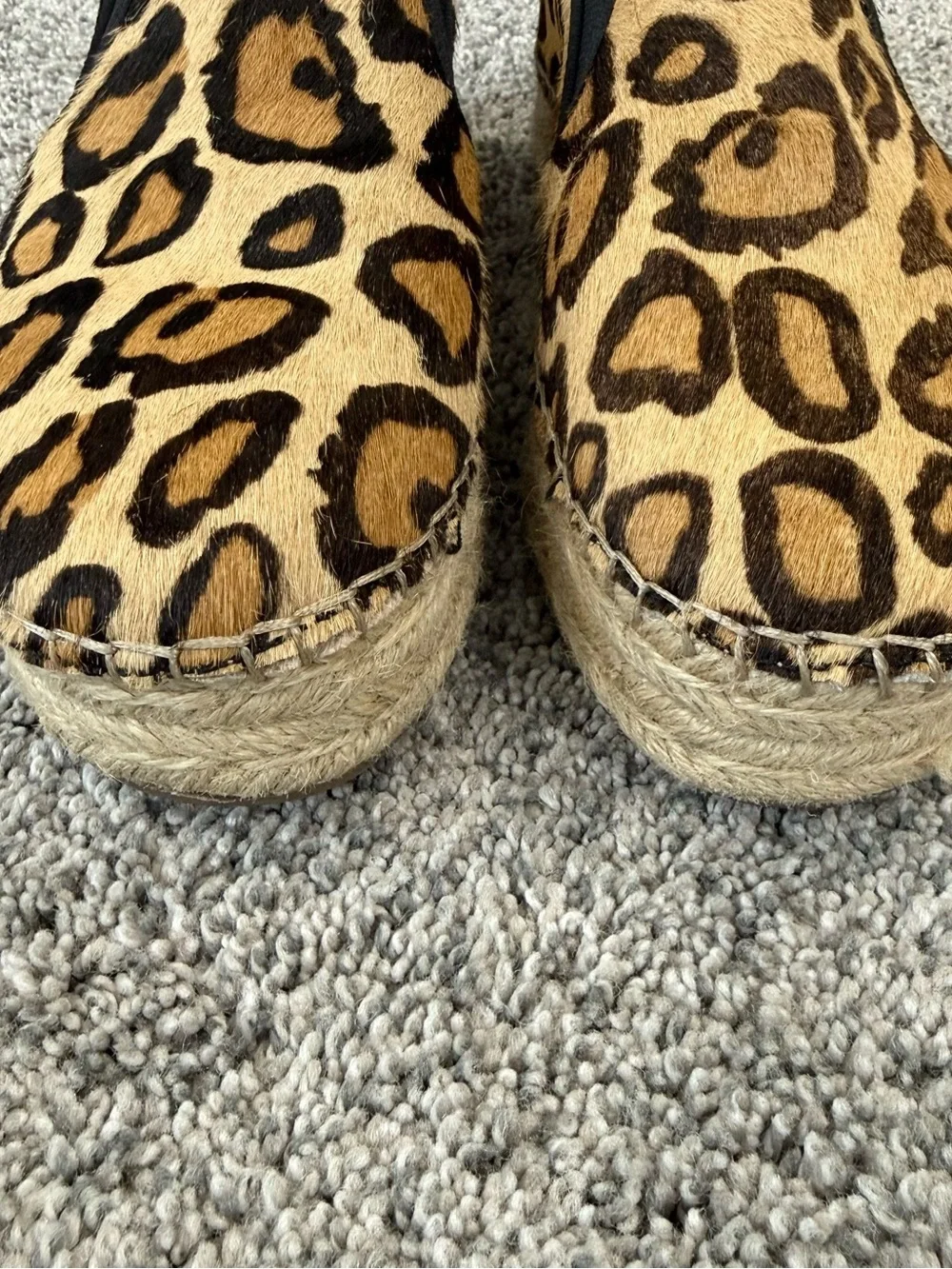 Sam Edelman Carrin Calf Hair Leopard Print Platform Espadrilles Women's US 7